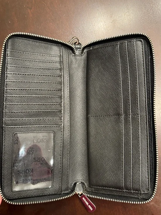 Michael Kors Black Pebbled Leather Continental Zip Wallet - Picture 4 of 6